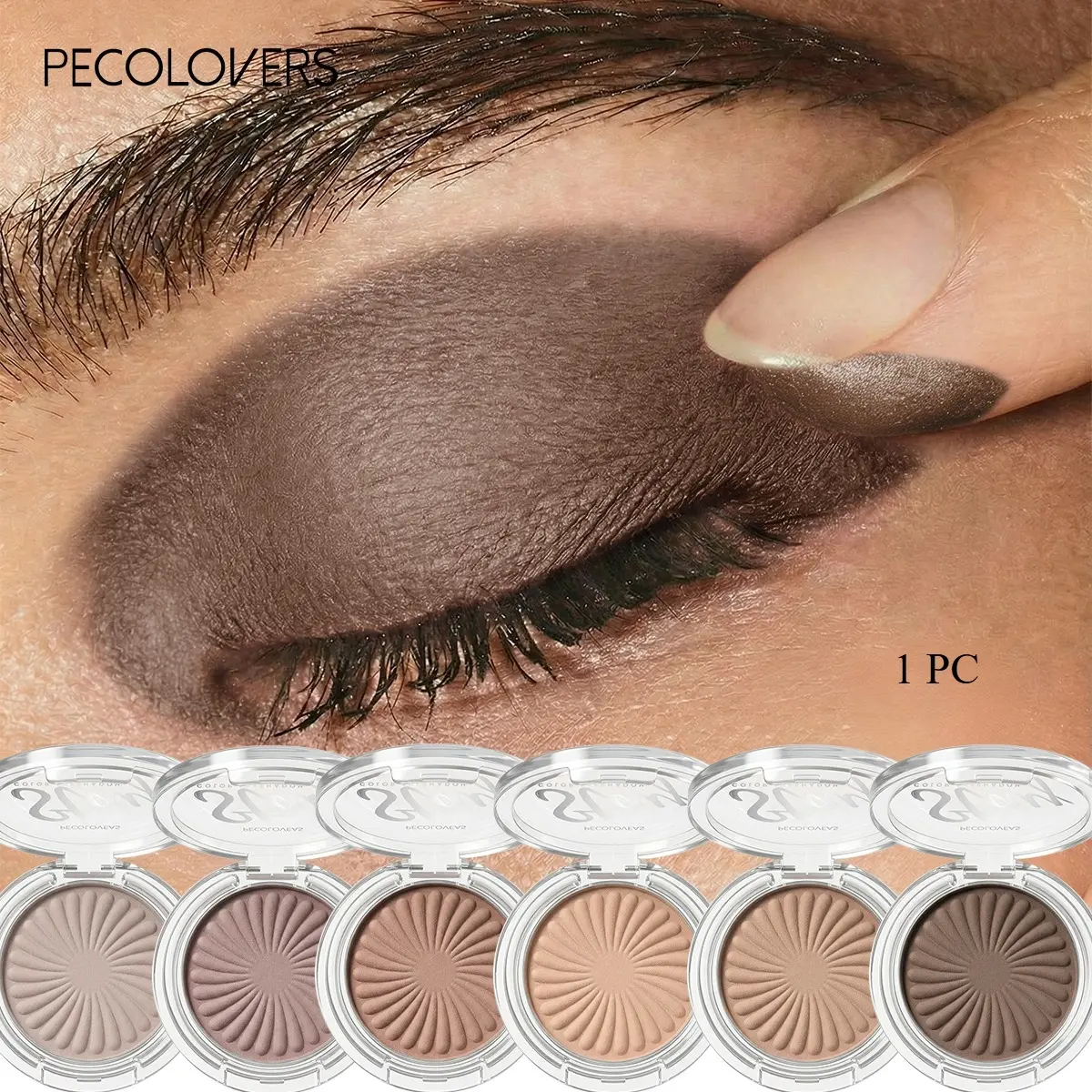 1Pc Single Color Eyeshadow, High Saturation Eye Powder, Blendable Eye Shading Makeup, Soft Textured Eye Beauty Tool For Daily Looks, Party And Casual Occasions, Nude And Earth Tone, Eye Cosmetic, Eyeshadow Shimmer, Enhance Eye Makeup