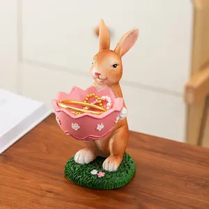 Easter Rabbit Statue Decorative Jewelry Tray, Party Table Decoration, Easter Egg Holder, Creative Home Decor, Long Makeup Tray