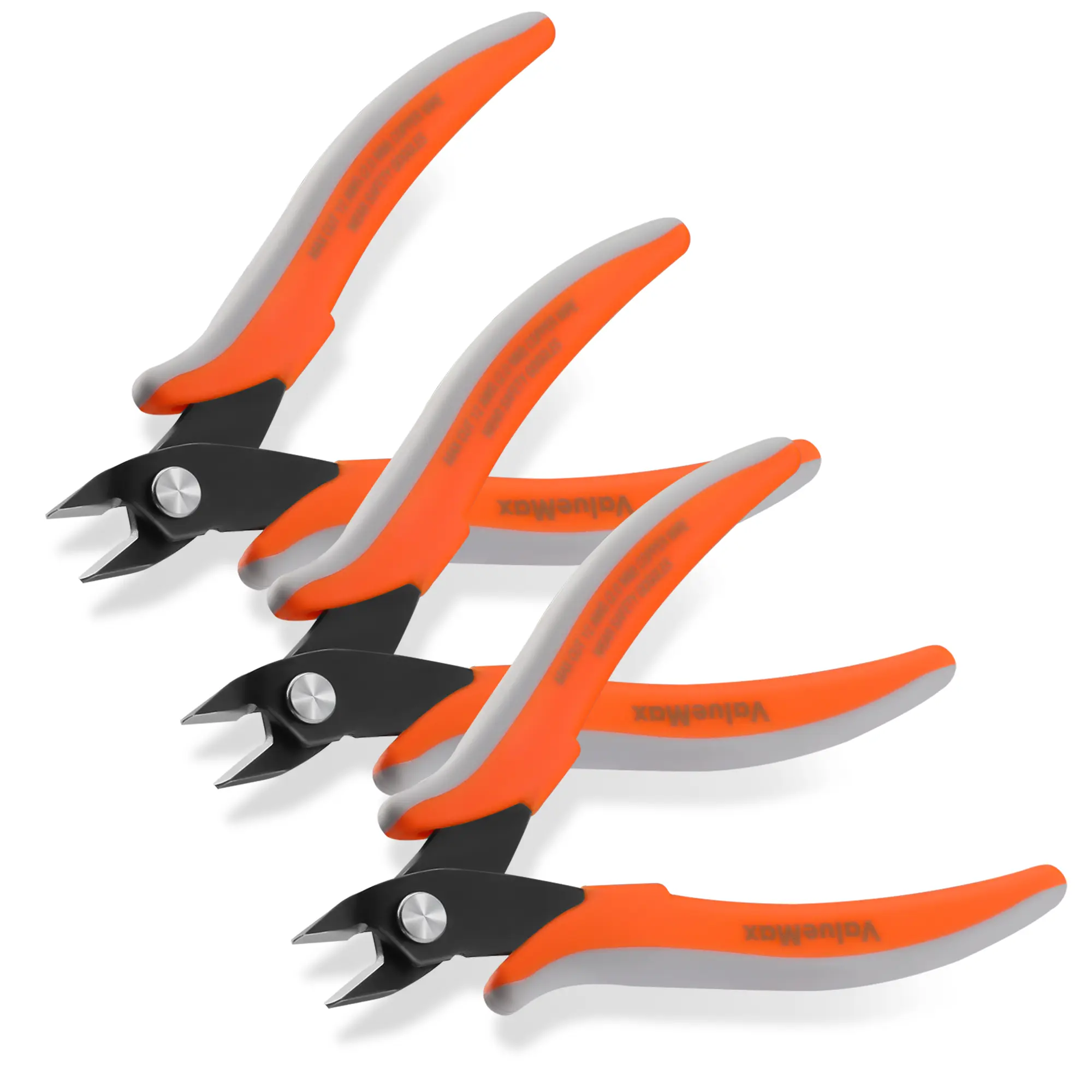 #fathersdaygift ValueMax Flush Wire Cutters, 3 Pack 5 Inch Precision Micro Cutter Anti-Slip Flush Cut Pliers, Diagonal Side Cutters for Electronics, Aluminum, Jewelry, 3D Printing, and Soft Copper Wire
