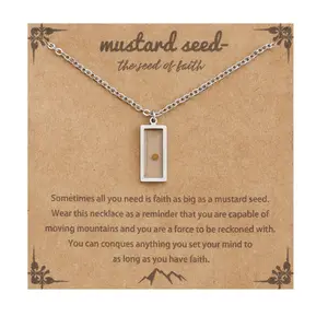 Mustard Seed Mirror Stainless Steel Pendant Necklace – Geometric Faith Charm Jewelry, Christian Inspirational Necklace for Women & Men, Minimalist Daily Wear Pendant, Birthday Gift Choice