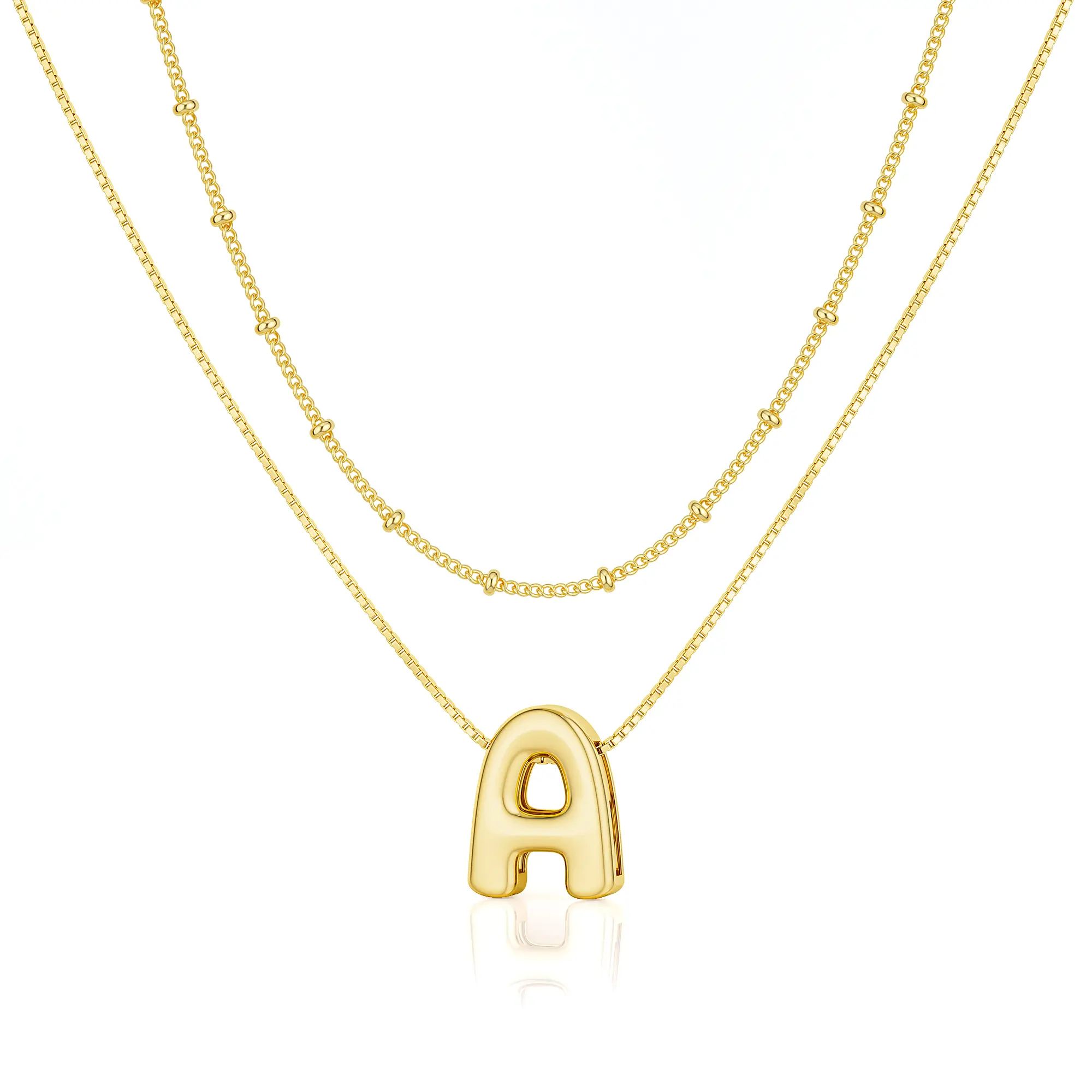 Chesky Layered Bubble Letter Copper Necklace for Women, Balloon Initial Necklaces Personalized A-Z Alphabet Pendant Cute Name Choker Necklace Jewelry Gift