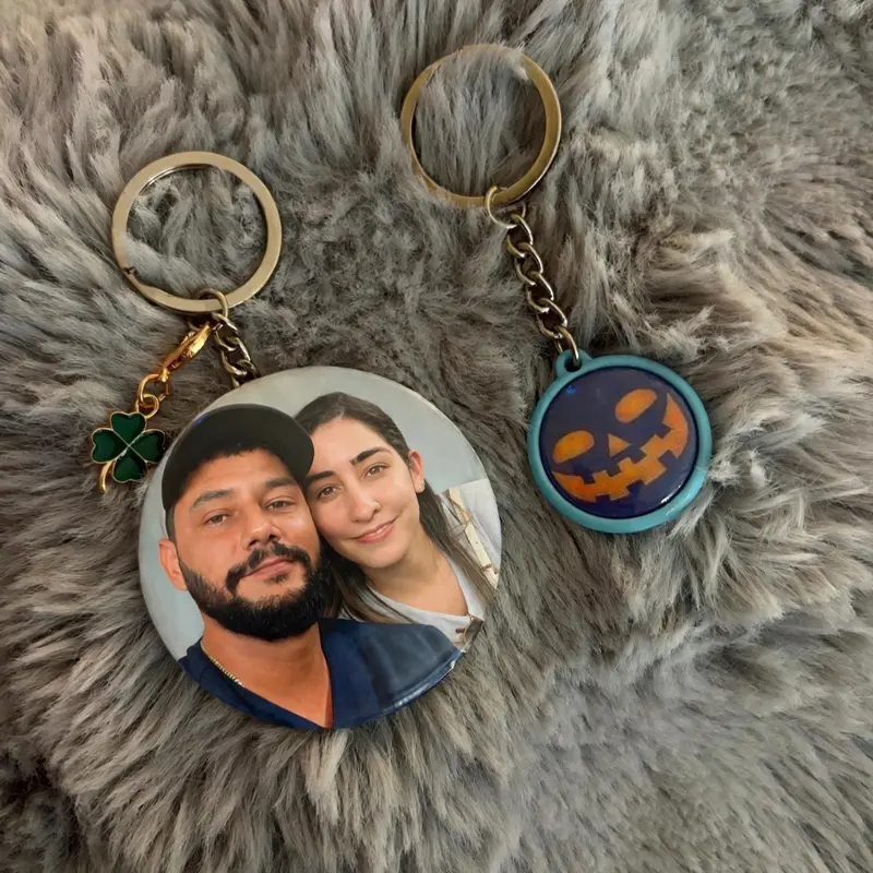 Personalized Photo Keychain - Custom Round Key Ring with 1" or 2.25" Size Options
