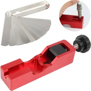 Universal Spark Plug Gap Tool with 32 Blade Steel Feeler Gauge, Fits Most 10mm 12mm 14mm 16mm Spark Plugs (Red)