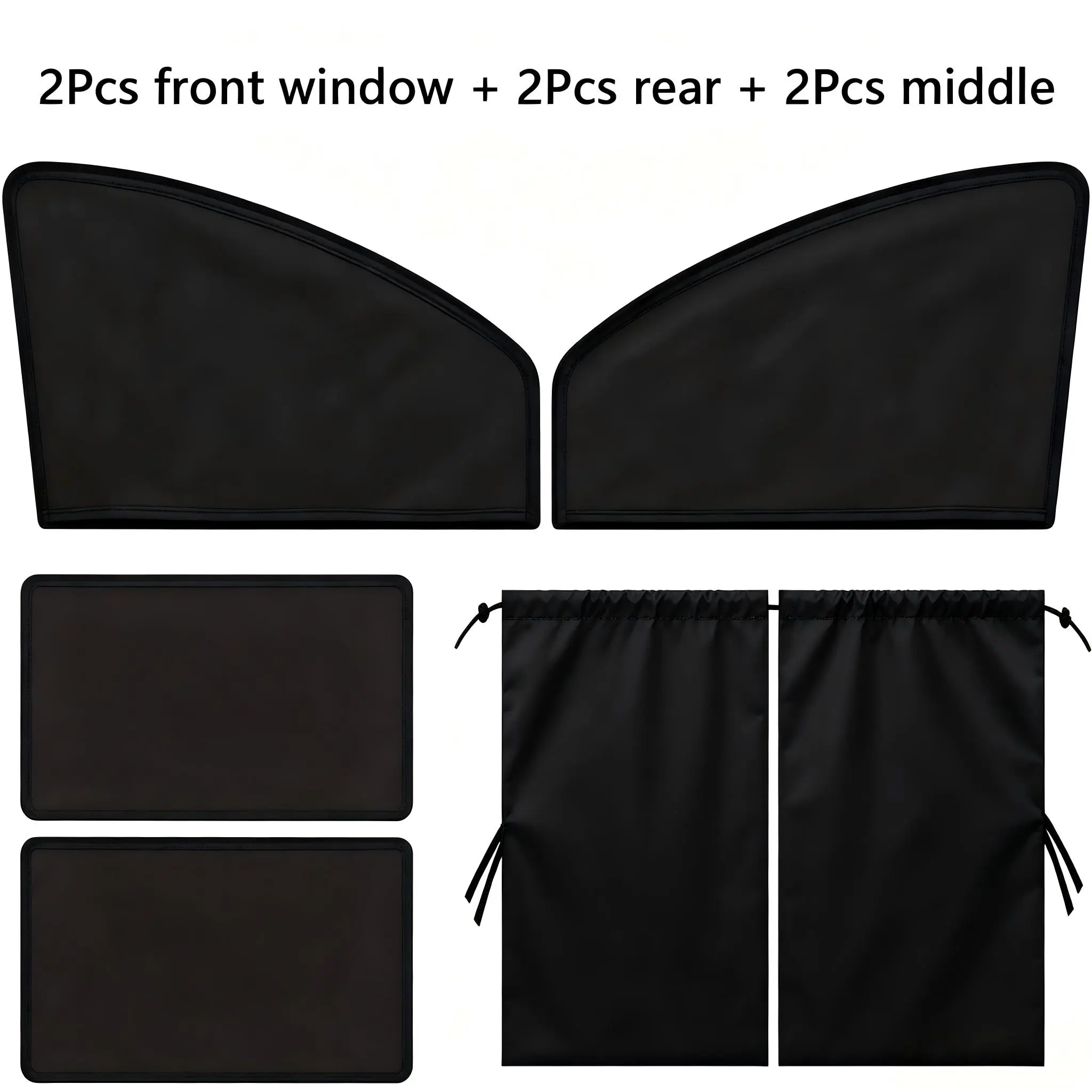 6-Piece Car Privacy Set, including 2 interior sunshades and 4 magnetic side window shades, featuring UV protection and heat insulation—durable and easy to install