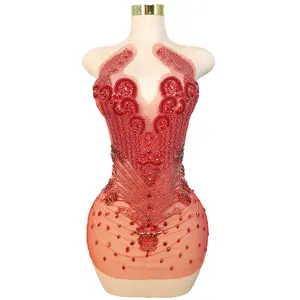 Rhinestones Bodice Applique High Quality Beads Lace Mesh Patches for Prom Dress Evening Dress