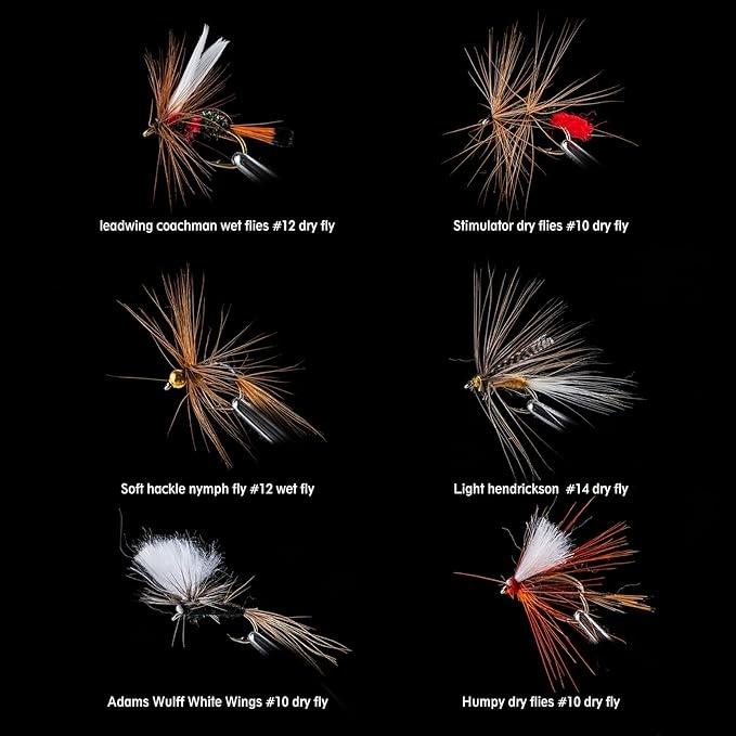 Fly Fishing Flies Kit 30 Dry Wet Streamer Nymph Lures Bass Trout Salmon Fishing