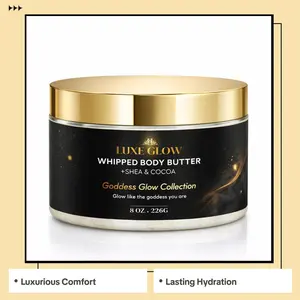 LUXE GLOW Whipped Body Butter with Shea & Cocoa - Nourishing & Hydrating Formula for Soft Smooth Skin - 8 oz - Luxurious Comfort & Lasting Hydration