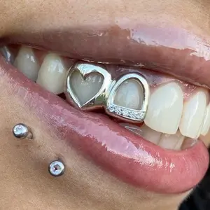 Y2K Pentagram Heart-Shaped Cross Hollow Braces, Personalized Hip Hop Trendy Holiday Tooth Decoration