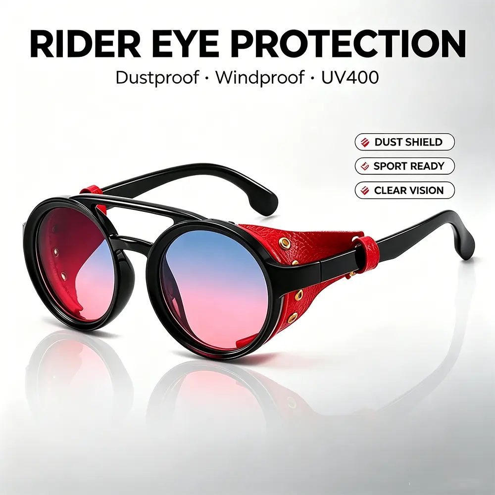 Men's Classic Round Full Rim TAC Outdoor Polarized Sunglasses - Sturdy PC Plastic Frame, UV400 Blocker, Non-Prescription-Friendly, for Driving, Fishing, Motor Sports, Stylish Sunglasses, Polarised Lens, Everyday Use, Polycarbonate, Uv-Protection Lens