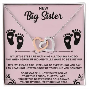 New Big Sister Interlocking Hearts Necklace - Big Sister gifts