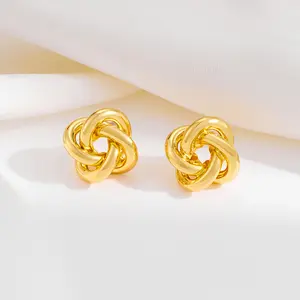 French Style Metal Wrapped Flower Earrings Hollow Twist Twisted Rope Earrings Ins Minimalist Fashion Earrings for Women