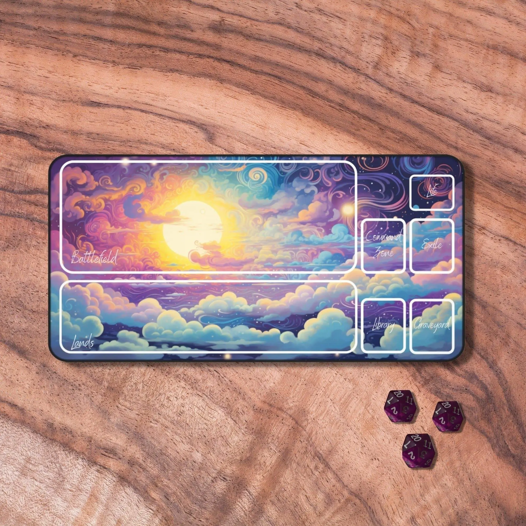 MTG Playmat Cute, MTG Play mat with Zones, Pastel Sky Themed TCG Playmat, Gifts for Gamers, Gaming Mouse Pad Desk Mat, Desk Setup