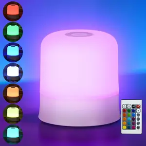 Night Light Bedside Lamp with Touch and Remote Control, 16 RGB Colors/3 Colors Changing 5 Brightness Dimmable Table lamp, Rechargeable Portable Desk Lamp for Baby Kids Nursery Bedroom Outdoor Camping, Lighting Modes Adjustable Home Decoration Lamp