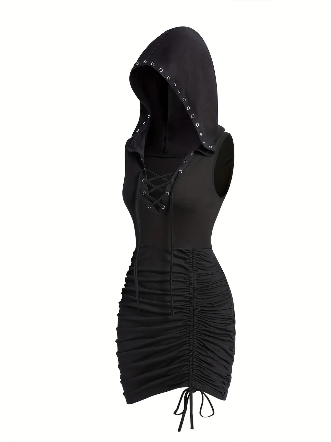 Women's Gothic Corset Style Plain Hooded Dress, Fashion Casual Sleeveless Dress for Daily Outdoor Wear, Costume Dress, Women Dress for Summer, Womenswear