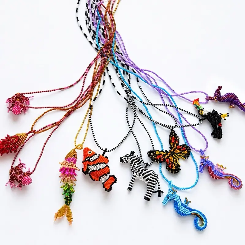 Handmade Beaded Necklaces – Animals dainty cubic