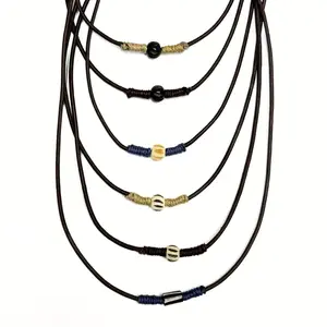 6 Pack Leather & Bone Bead Necklaces