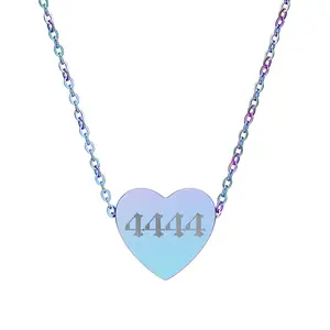 4444 Angel Number Heart Necklace – Protection & Stability Necklace in 4 Luxe Finishes