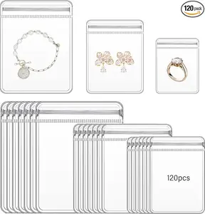 120 Pcs Anti Tarnish Jewelry Bags – Clear PVC Mini Pouches with Zipper Lock, 3 Sizes, For Rings, Earrings, Necklaces – Transparent Storage for Travel, Organizing, Packaging