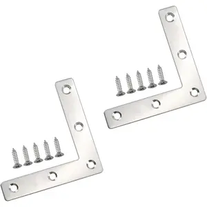 10 count Flat L Shape Bracket Corner Brace Shelves,3.15x3.15 inch Stainless Steel Right Angle Corner Brace Repair Mending Bracket Plate,Joint Corner Connector for  Furniture Chair Drawer Cabinet