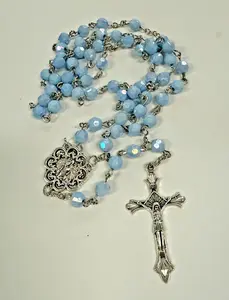Iridescent Light Blue Rosary, New Gftshp-62