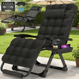 Slendor Oversized Zero Gravity Chair, XL Adjustable Zero Gravity Recliner Lounge Chair w/Cushion&Headrest, Lock and Footrest, Patio Recliner for Indoor Outdoor