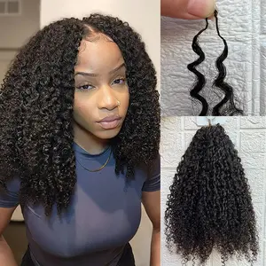 Multi-Textured Kinky Curly Crochet Human Hair Pre Separated Extensions Feather Crochet Miracle Knots Premium Bulk Hair Braiding
