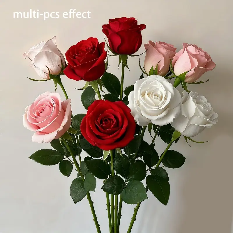 Realistic Rose Artificial Flowers, Artificial Roses, Long Stem Floral Decor, Wedding Home Party Decoration, Durable Plastic, No Maintenance