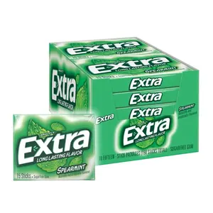 Extra Spearmint Sugar Free Chewing Gum Bulk Pack 15 pcs.,Long Lasting Flavour 10 packs Bubblegum