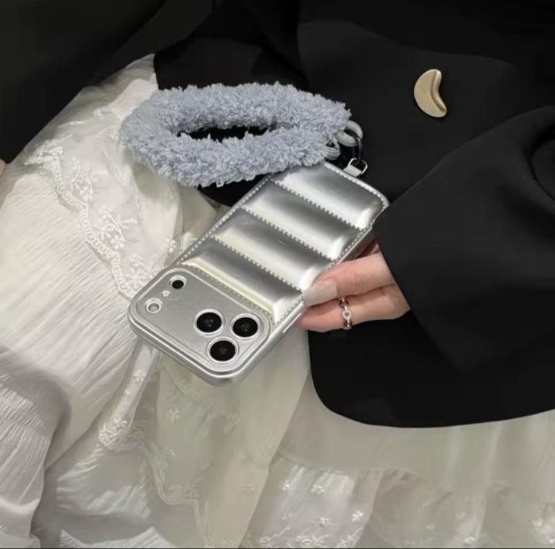 Jacket Furry Lanyard Case for iPhone 17 Series Plush Wrist Strap Winter Cover