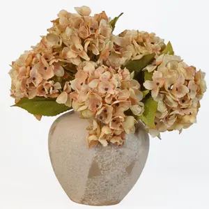 Silk Fall Flowers Artificial Dried Hydrangea Artificial Fall Bouquet Fake Dried Flowers for Home Decor(6 PCS) (Autumn Yellow)