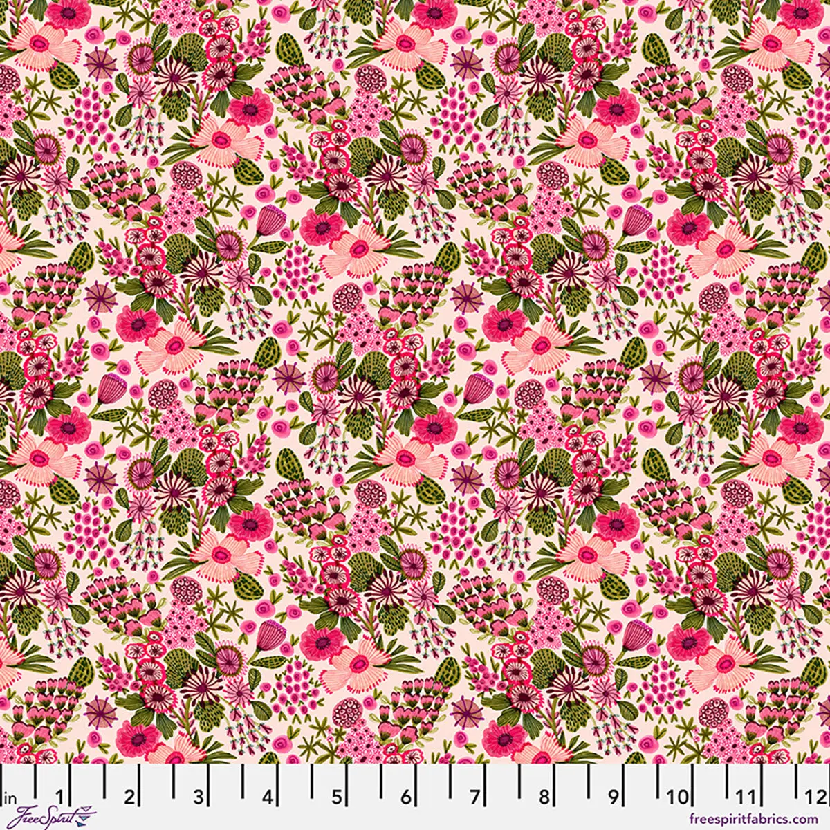 Fabric FreeSpirit Blush Cottage Garden Springtime Splendour by the Quarter Yard PWKI020.BLUSH