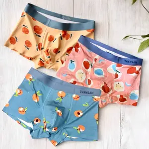 Set of 3 Packs Men's Boxer Briefs Peach Fairy, Pineapple of Thunder, Orange of Thunder, Funny Valentines Day Gift Boyfriend, Men's Underwear, Gift For Husband