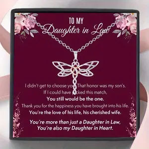 Gift Boxed Dragonfly Necklace for Daughter-In-Law, Fashion Pendant Necklace, Wedding Gift, Valentine's Day Christmas Thanksgiving Gifts