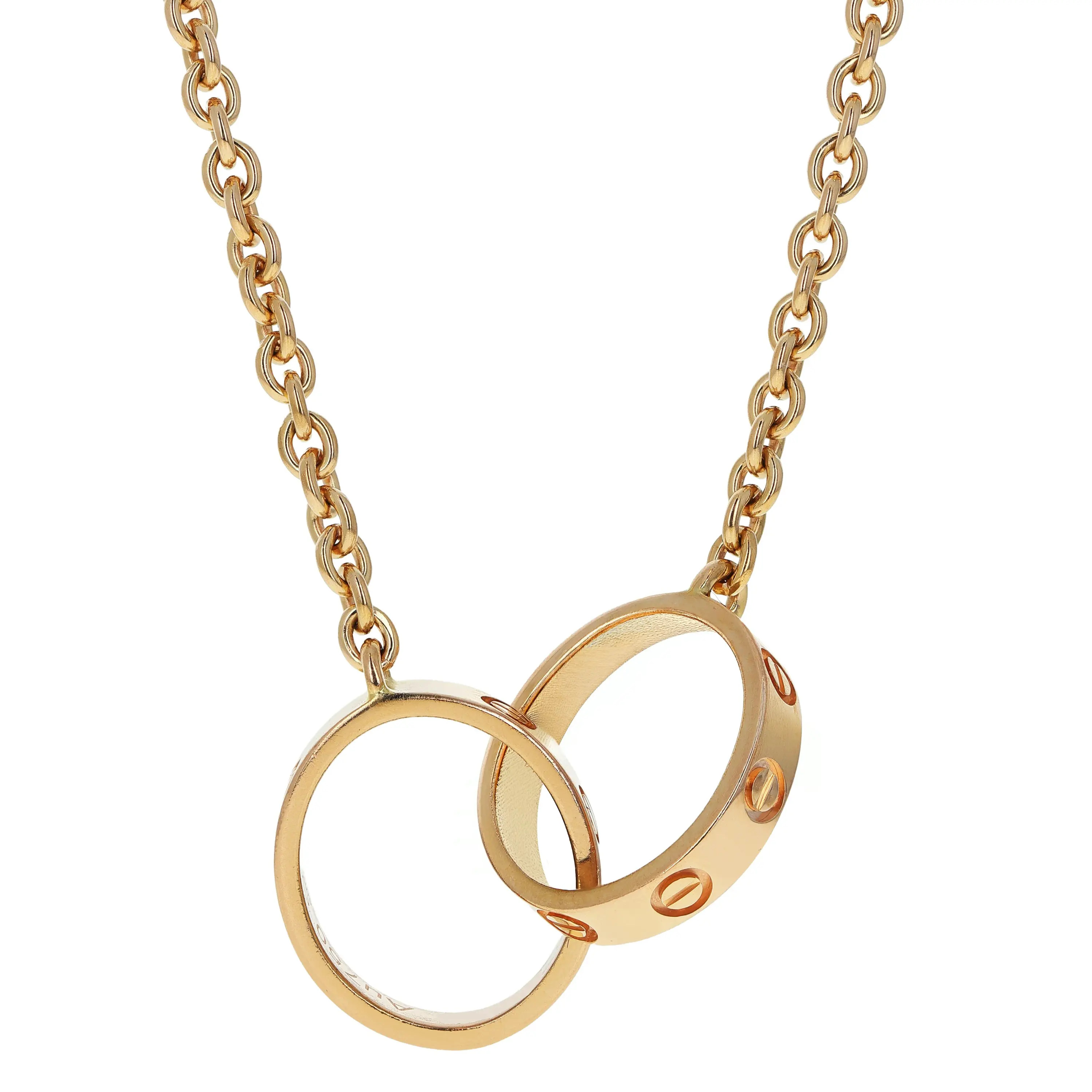 Pre-owned Cartier Love Double Ring Pendant Necklace