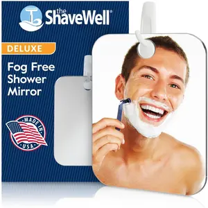 Deluxe Anti-Fog Shaving Mirror | Fogless Hanging Bathroom Shower Mirror with Handheld Option for Men and Women | Includes Long-Lasting Removable Adhesive Hook for Wall