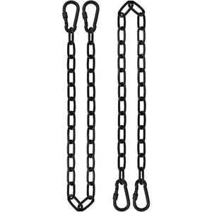 2 Pack 44in Hanging Chair Chain with 4 Carabiners, 500LB Capacity Hanging Kits Heavy Duty Hanging Chair Hardware for Hammock Swing Punching Bags Sandbag Indoor Outdoor Yoga Gym (Black,44in)