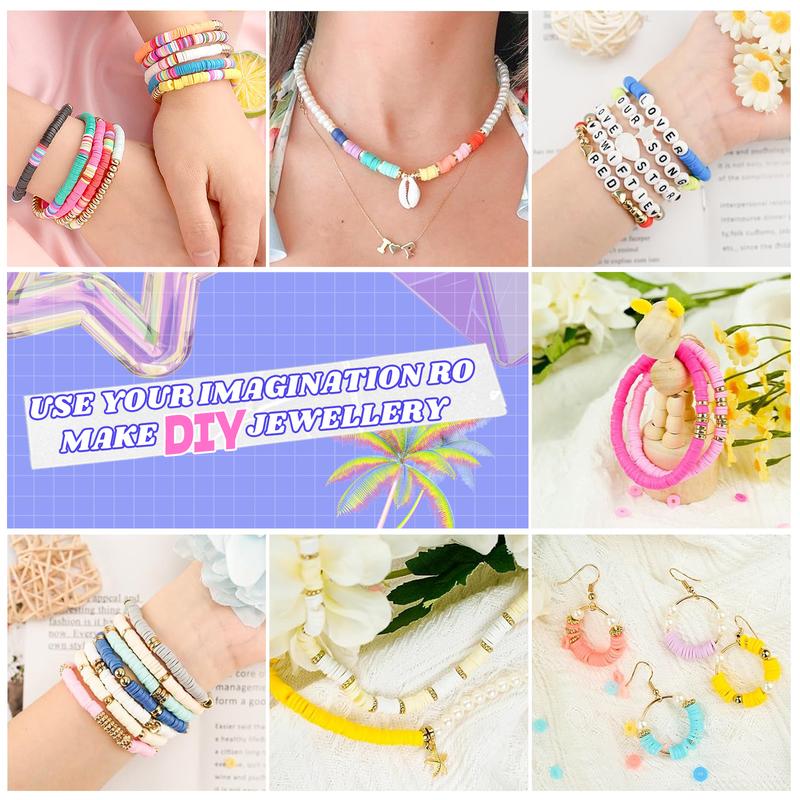 Clay Beads Bracelet DIY Kit - 6300pcs 6mm Polymer Clay Beads Set with 18 Vibrant Colors, Letter Charms, Gold Rings & Accessories for Jewelry Making Perfect Gift for Girls' Necklaces & Crafts TikTokShopBlackFriday