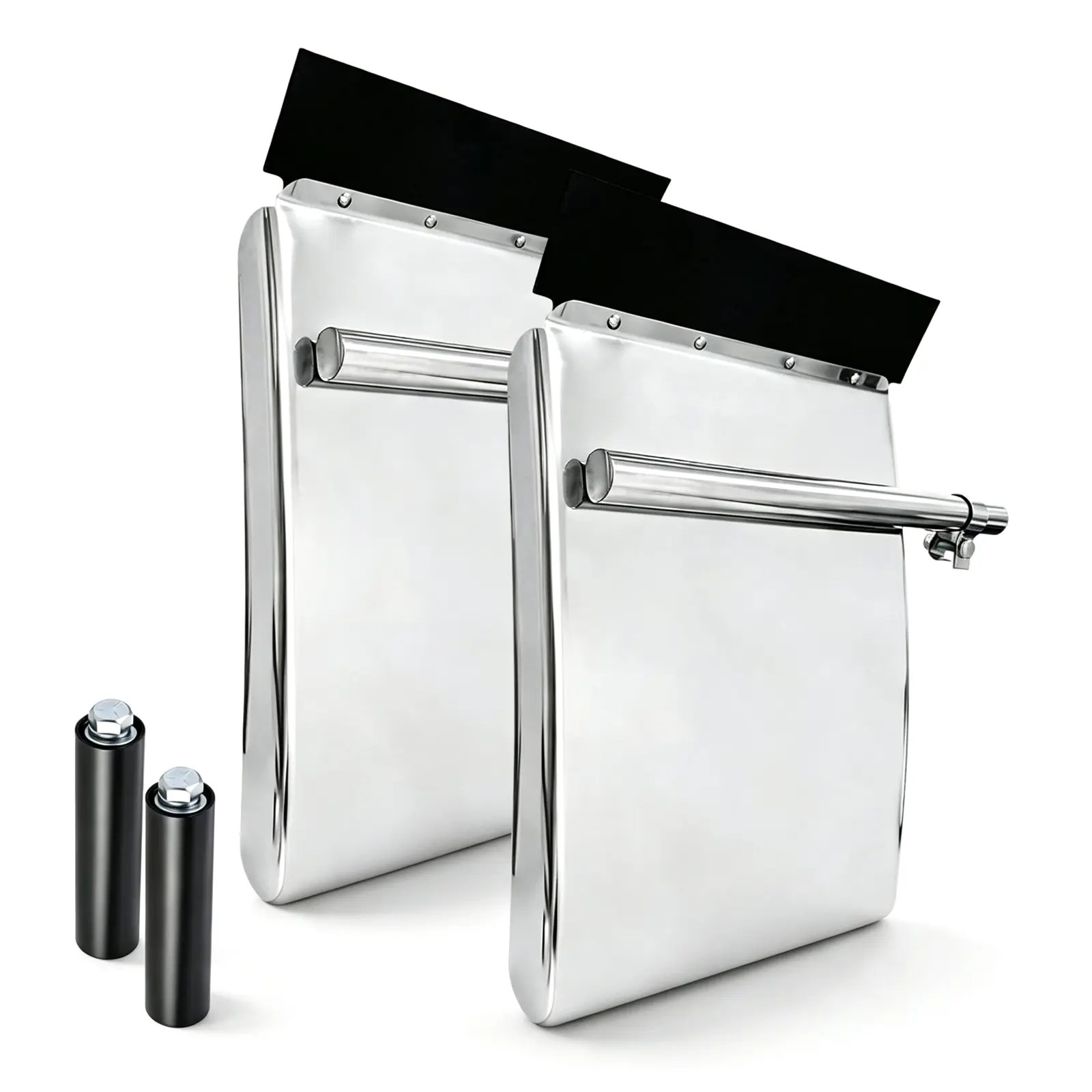 Stainless Steel Quarter Fenders Kit Pair Set for Semi Trucks & Trailers, 24"x29" Automotive Mud Flaps Accessories with Easy Install Mounting Hardware, Tube Bracket, Left-Right Debris Guard Protection (Fits Kenworth, Freightliner)