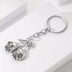Halloween Creative Metal Hollow Cherry Skull Keychain Unique Design Key Accessory Spooky Bootiful Ghost Keychain Ornament