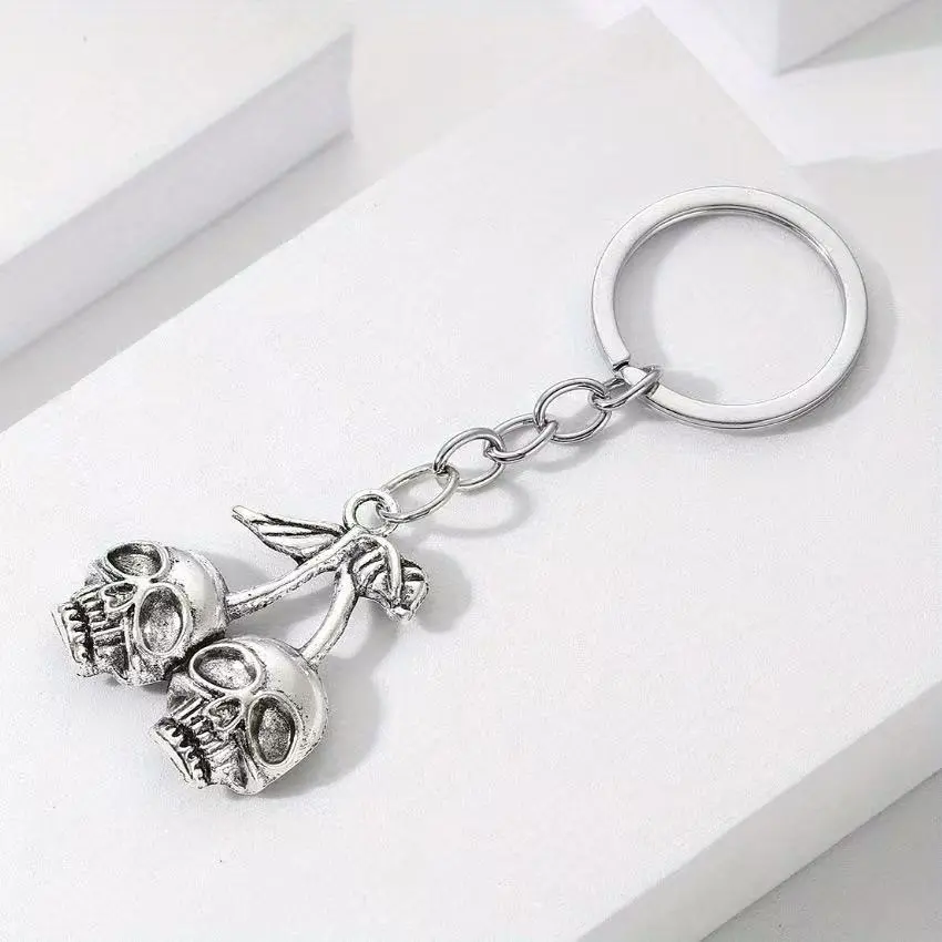 Halloween Creative Metal Hollow Cherry Skull Keychain Unique Design Key Accessory Spooky Bootiful Ghost Keychain Ornament