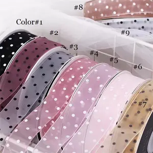 Polka Dot Organza Ribbon, 30 yards, 1 inch wide, Premium Quality - Various Colors