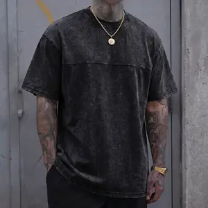 Men’s Summer 100% Cotton Short Sleeve T Shirt, Stylish Solid Color, Minimalist Retro Distressed Design, Loose Fit, Comfortable Durable Basic Top Suitable for Outdoor Sports, Everyday Wear