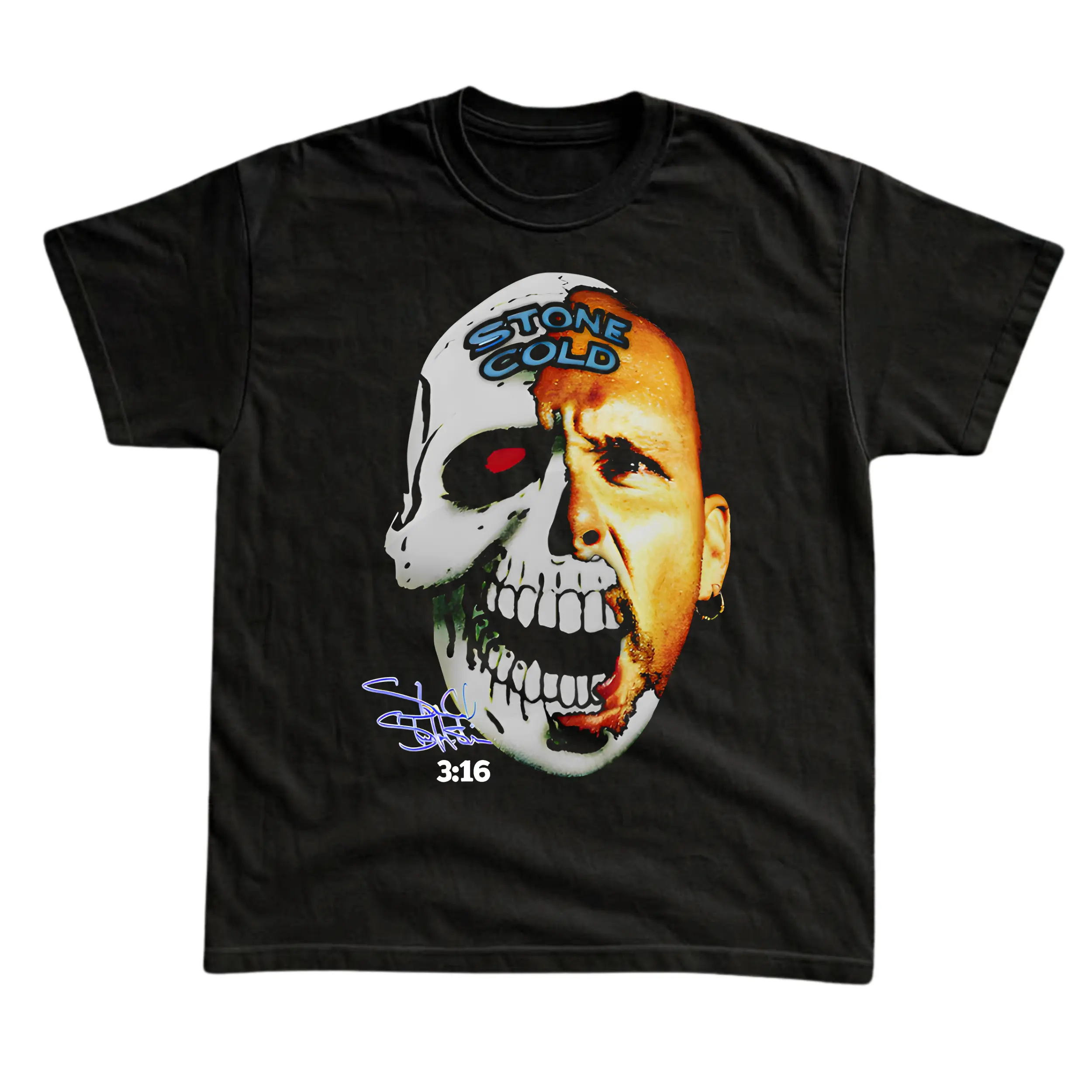 Gildan Men's and Women's T-Shirt, Vintage Stone Cold Graphic Tee, WWE T-Shirt, Urban Street Style Gothic Grunge Y2K Emo Scene Amity Affliction Style Clothes Menswear Womenswear Streetwear