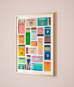 Preppy Travel Matchbox Print, Trendy Matches Poster, Matchbook Wall Art, Funky Red Aesthetic Print for Apartment