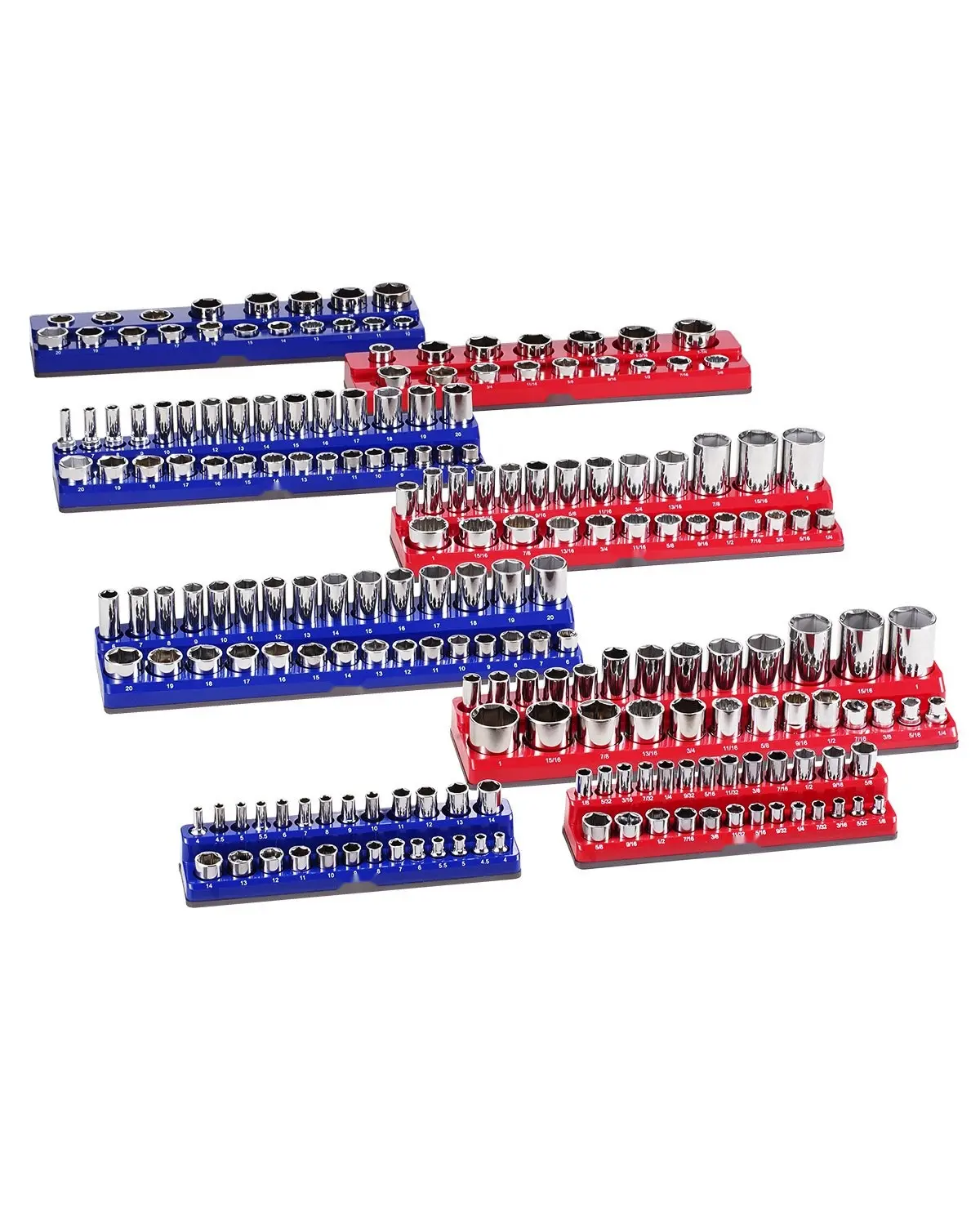 Magnetic Socket Organizer Set, 8-Piece Socket Trays in Blue and Red ...