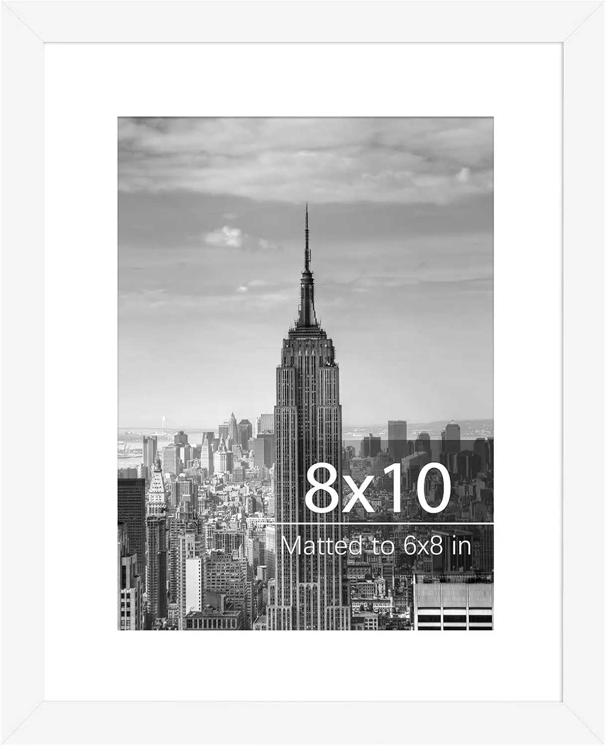 8x10 Picture Frame Wood Display Photo Frames 6x8 With Mat or 8x10 Without Mat for Gallery Wall and Tabletop Decoration, White