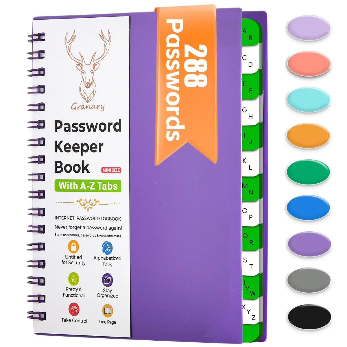 Password Keeper Book with Alphabetical A-Z Tabs, 1 Count Internet Address Organizer Logbook, Small Pocket Password Journal for Website Logins