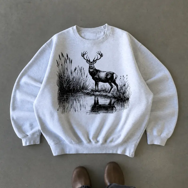 Retro Y2K Deer Hunting Sweatshirt, Vintage 90s Wilderness Crewneck, Cottagecore Forest Graphic Pullover, National Park Hunter Gift