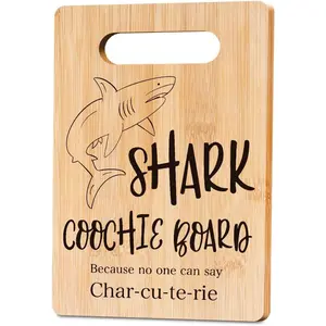 Funny Charcuterie Board Shark Coochie Board Cutting Board Decor Birthday Gifts Housewarming Gifts for Women Men Friends Funny Kitchen Gadgets Bamboo Decorative Cutting Boards for Kitchen