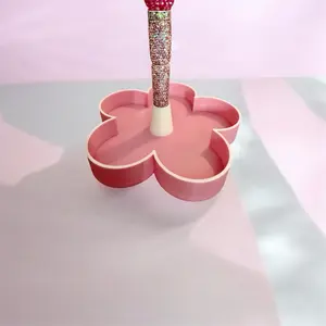 3D Printed Pen Holder for a Single Pen - Pink Flower Design - Perfect for Office and Home Use - Durable and Stylish
